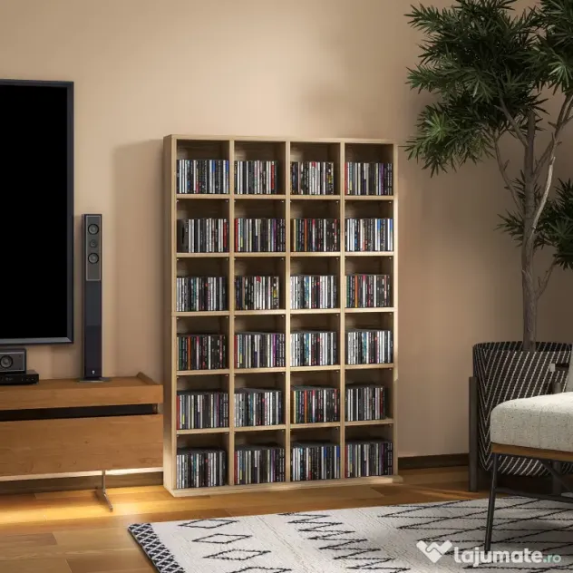 Homcom Mobila Biblioteca de Perete 24 Compartimente Inaltime Reglabila | Aosom Romania