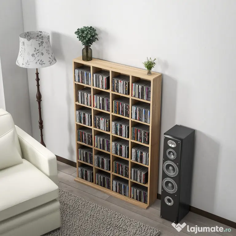 Homcom Mobila Biblioteca de Perete 24 Compartimente Inaltime Reglabila | Aosom Romania