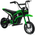 HOMCOM Motocicletă Electrică pentru Copii cu Accelerație Manuală, 2 Viteze, 8-16 km/h, Vârsta 8-12 Ani, Verde