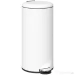 HOMCOM Coș de Gunoi cu Pedală 30L, cu Capac cu Închidere Lentă, din Metal și PP, 36x30x63.5 cm, Alb Crem