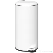 HOMCOM Coș de Gunoi cu Pedală 30L, cu Capac cu Închidere Lentă, din Metal și PP, 36x30x63.5 cm, Alb Crem 