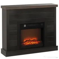 HOMCOM Șemineu Electric 1800W cu Efect de Flacără și Telecomandă, din Lemn, Metal și Sticlă, 96.5x22x81.7 cm, Gri Închis