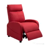 HOMCOM Fotoliu Relax Rabatabil cu Suport pentru Picioare, Material Textil cu Efect de In, 69x85x100 cm, Roșu