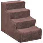 PawHut Scară pentru Câini cu 4 Trepte, Învelitoare Detașabilă și Lavabilă, Portabilă, 60x35x44 cm, Maro