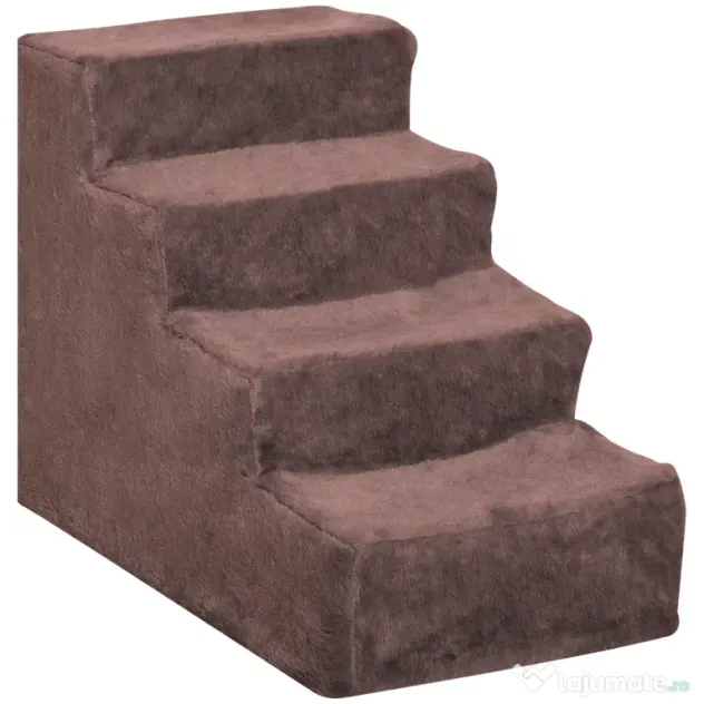 PawHut Scăriță pentru Câini Portabilă cu 4 Trepte, Scară pentru Animale Domestice, 60x35x44 cm, Gri Deschis | Aosom Romania