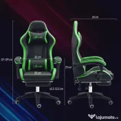 Vinsetto Scaun Gaming cu Înălțime Reglabilă, Scaun Gaming Ergonomic cu Spătar Rabatabil, 65x65x121-129 cm, Negru | Aosom Romania 