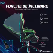 Vinsetto Scaun Gaming cu Înălțime Reglabilă, Scaun Gaming Ergonomic cu Spătar Rabatabil, 65x65x121-129 cm, Negru | Aosom Romania 
