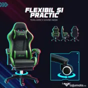Vinsetto Scaun Gaming cu Înălțime Reglabilă, Scaun Gaming Ergonomic cu Spătar Rabatabil, 65x65x121-129 cm, Negru | Aosom Romania 