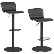 HOMCOM Set 2 Scaune de Bar cu Spătar Ergonomic, 38,5x40x76,5-97,5 cm, Alb | Aosom Romania