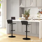 HOMCOM Set 2 Scaune de Bar cu Spătar Ergonomic, 38,5x40x76,5-97,5 cm, Alb | Aosom Romania