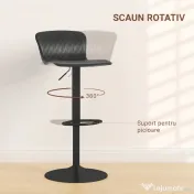 HOMCOM Set 2 Scaune de Bar cu Spătar Ergonomic, 38,5x40x76,5-97,5 cm, Alb | Aosom Romania
