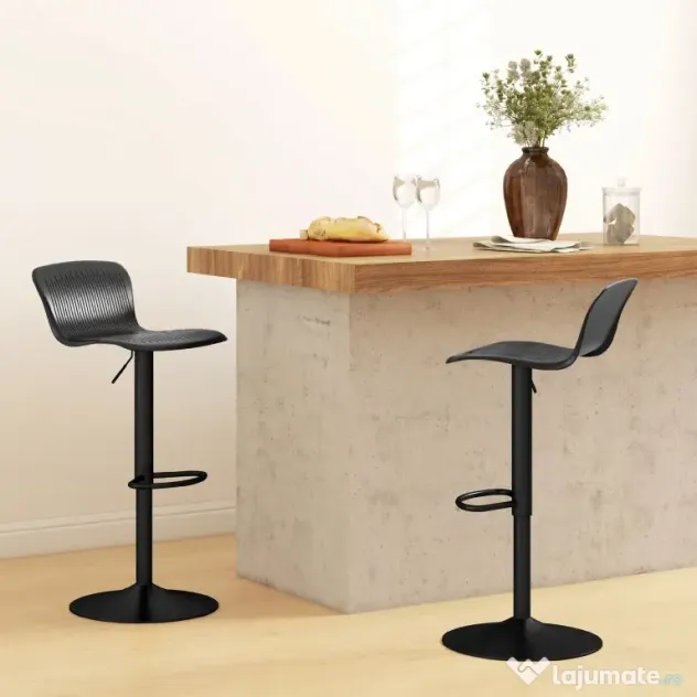 HOMCOM Set 2 Scaune de Bar cu Spătar Ergonomic, 38,5x40x76,5-97,5 cm, Alb | Aosom Romania