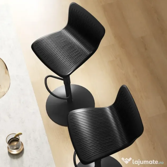 HOMCOM Set 2 Scaune de Bar cu Spătar Ergonomic, 38,5x40x76,5-97,5 cm, Alb | Aosom Romania