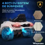 AIYAPLAY Mașinuță Electrică pentru Copii 3-5 Ani cu Uși Tip Fluture, 2 Motoare, Telecomandă, Faruri, 105x60x40 cm, Alb | Aosom Romania