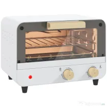HOMCOM Cuptor Electric 12L cu timer și temperatură reglabilă, din oțel și plastic, 31.5x27.7x22.7 cm, alb și auriu