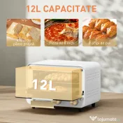 HOMCOM Cuptor Electric 12L cu timer și temperatură reglabilă, din oțel și plastic, 31.5x27.7x22.7 cm, alb și auriu 