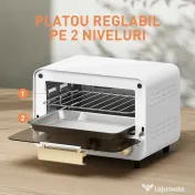 HOMCOM Cuptor Electric 12L cu timer și temperatură reglabilă, din oțel și plastic, 31.5x27.7x22.7 cm, alb și auriu 
