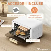 HOMCOM Cuptor Electric 12L cu timer și temperatură reglabilă, din oțel și plastic, 31.5x27.7x22.7 cm, alb și auriu 