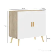 HOMCOM Comodă Modernă cu Raft Reglabil pe 3 Niveluri din Lemn, Alb și Stejar | Aosom Romania