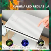 PawHut Acvariu de Sticlă pentru Pești cu Iluminare LED, Filtru și Pompă de Apă, 38x26x38 cm, Alb | Aosom Romania