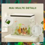 PawHut Acvariu de Sticlă pentru Pești cu Iluminare LED, Filtru și Pompă de Apă, 38x26x38 cm, Alb | Aosom Romania