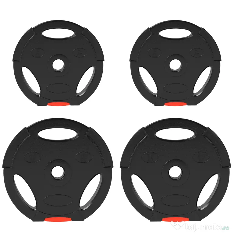 SPORTNOW Set Gantere cu 2 Discuri de 10 kg și 5 kg cu 3 Găuri, Gantere din Polipropilena și Nisip, Ø27x4,5 cm, Negru | Aosom Romania