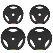 SPORTNOW Set Gantere cu 2 Discuri de 10 kg și 5 kg cu 3 Găuri, Gantere din Polipropilena și Nisip, Ø27x4,5 cm, Negru | Aosom Romania 