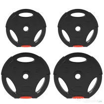 SPORTNOW Set Gantere cu 2 Discuri de 10 kg și 5 kg cu 3 Găuri, Gantere din Polipropilena și Nisip, Ø27x4,5 cm, Negru | Aosom Romania