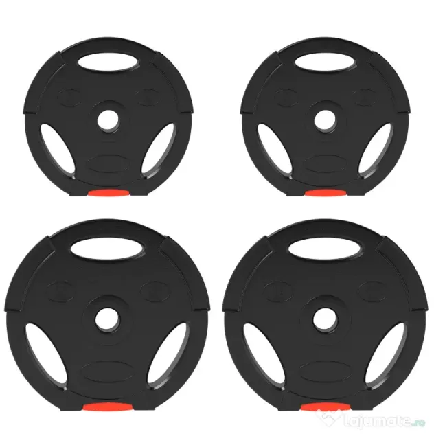 SPORTNOW Set Gantere cu 2 Discuri de 10 kg și 5 kg cu 3 Găuri, Gantere din Polipropilena și Nisip, Ø27x4,5 cm, Negru | Aosom Romania