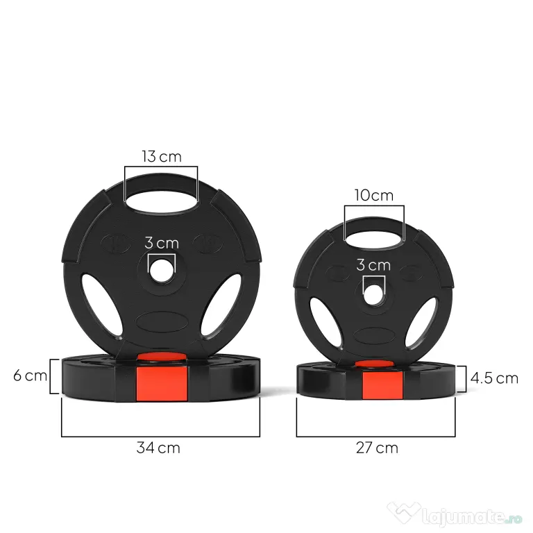 SPORTNOW Set Gantere cu 2 Discuri de 10 kg și 5 kg cu 3 Găuri, Gantere din Polipropilena și Nisip, Ø27x4,5 cm, Negru | Aosom Romania