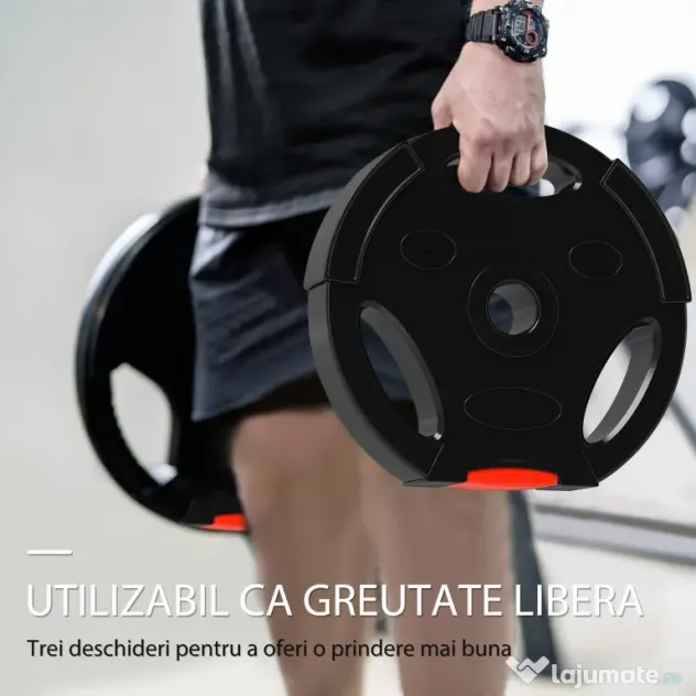SPORTNOW Set Gantere cu 2 Discuri de 10 kg și 5 kg cu 3 Găuri, Gantere din Polipropilena și Nisip, Ø27x4,5 cm, Negru | Aosom Romania