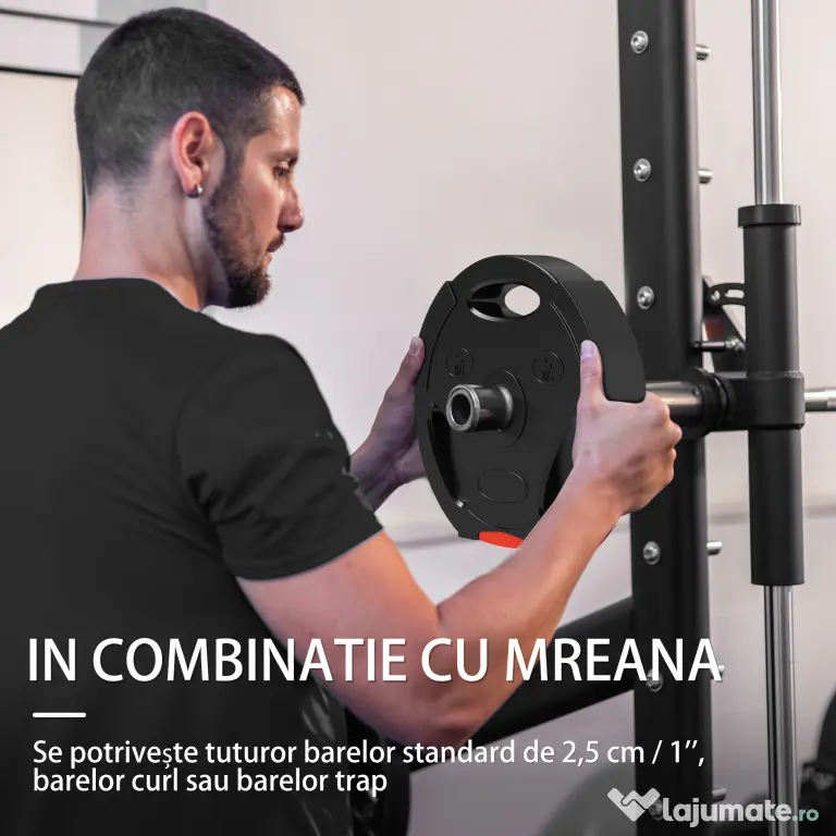SPORTNOW Set Gantere cu 2 Discuri de 10 kg și 5 kg cu 3 Găuri, Gantere din Polipropilena și Nisip, Ø27x4,5 cm, Negru | Aosom Romania