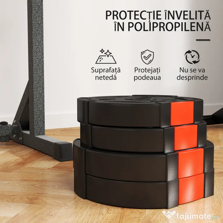 SPORTNOW Set Gantere cu 2 Discuri de 10 kg și 5 kg cu 3 Găuri, Gantere din Polipropilena și Nisip, Ø27x4,5 cm, Negru | Aosom Romania