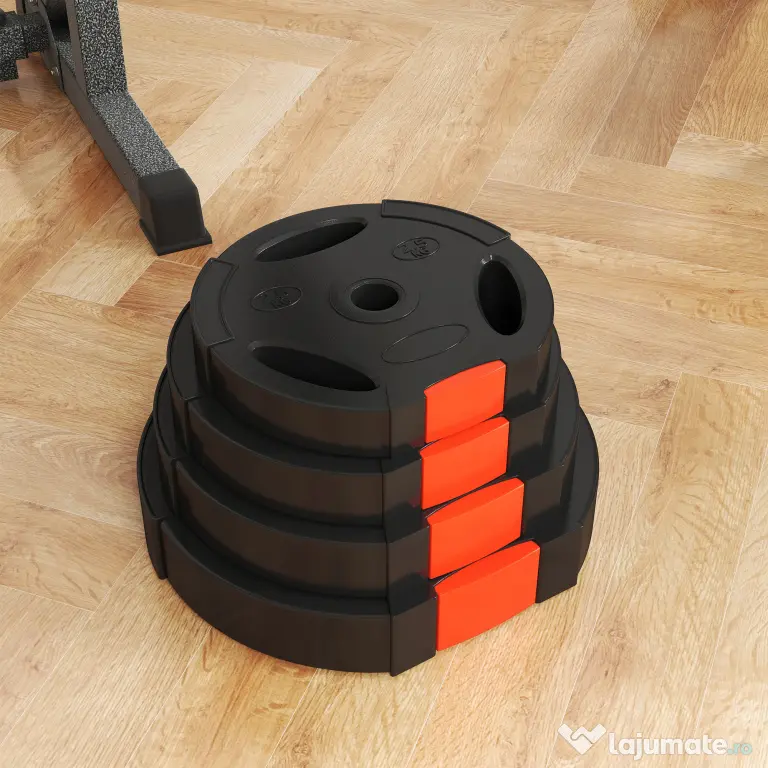SPORTNOW Set Gantere cu 2 Discuri de 10 kg și 5 kg cu 3 Găuri, Gantere din Polipropilena și Nisip, Ø27x4,5 cm, Negru | Aosom Romania