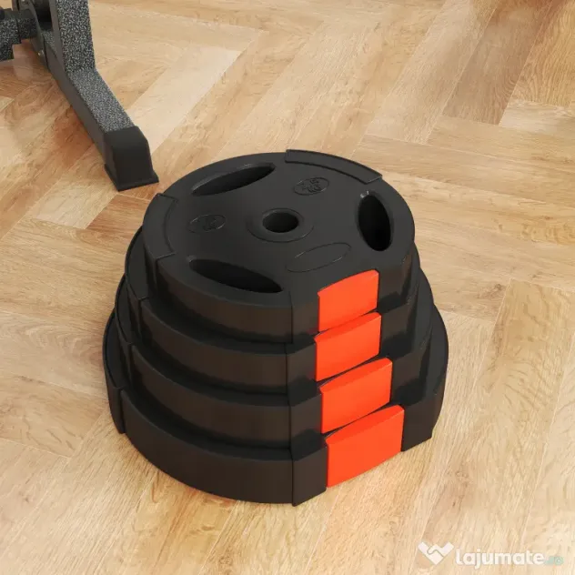 SPORTNOW Set Gantere cu 2 Discuri de 10 kg și 5 kg cu 3 Găuri, Gantere din Polipropilena și Nisip, Ø27x4,5 cm, Negru | Aosom Romania