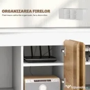 HOMCOM Set Mobilier TV și Dulap Suspendat cu 7 Rafturi și Raft Deschis, Mobilier pentru TV din PAL, 120x41x43,3 cm, Alb | Aosom Romania