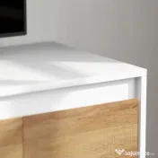 HOMCOM Set Mobilier TV și Dulap Suspendat cu 7 Rafturi și Raft Deschis, Mobilier pentru TV din PAL, 120x41x43,3 cm, Alb | Aosom Romania 