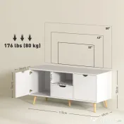 HOMCOM Comodă TV pentru ecrane de până la 50" cu Sertar, Raft Deschis și Dulapuri, 110x40x50 cm, Alb și Lemn