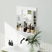 HOMCOM Oglindă de Baie pentru Perete în Stil Modern, Oglindă de Baie cu Raft, 50x12x60 cm, Alb | Aosom Romania 