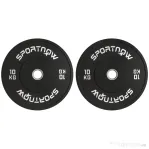 SPORTNOW Set 2 Discuri Greutăți de 10 kg din Cauciuc cu Orificiu de 2"/5 cm pentru Gantere și Haltere, Negru