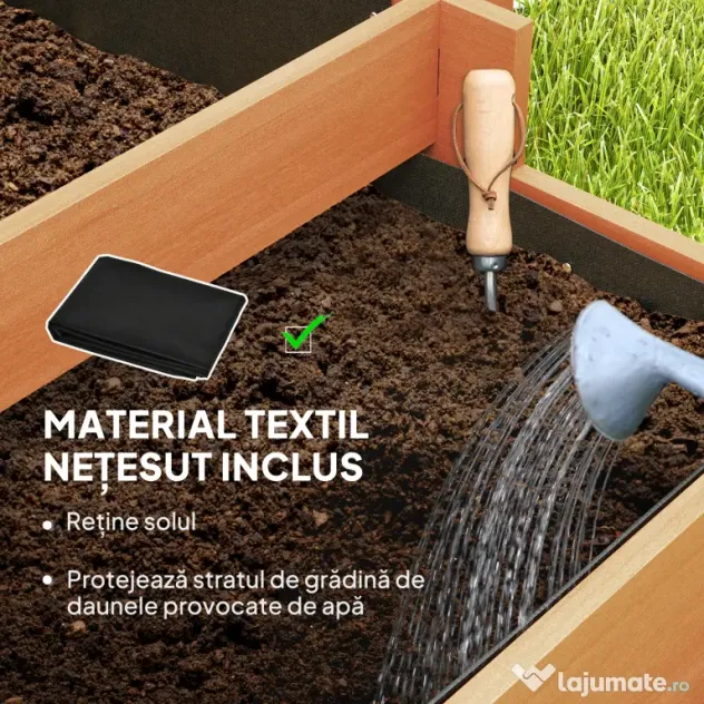 Outsunny Jardinieră cu 3 Niveluri și Grilaj pentru Plante Cățărătoare, Straturi Ridicate din Lemn, 95x95x110cm, Natural | Aosom Romania