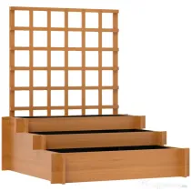 Outsunny Jardinieră cu grilaj pe 3 niveluri din lemn de brad și material netesut, 95x95x110 cm, maro