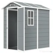 Outsunny Șopron de Grădină din PP cu Podea, Ușă cu Încuietoare și Acoperiș Înclinat, 131x186x198 cm, Gri | Aosom Romania 