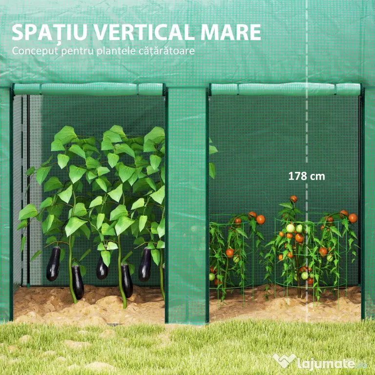 Outsunny Seră de grădină 2 m² dim. 2L x 1l x 1,78H m 2 Uși cu fermoar rulabile Oțel PE Densitate înaltă 140 g/m² Anti-UV alb | Aosom Romania