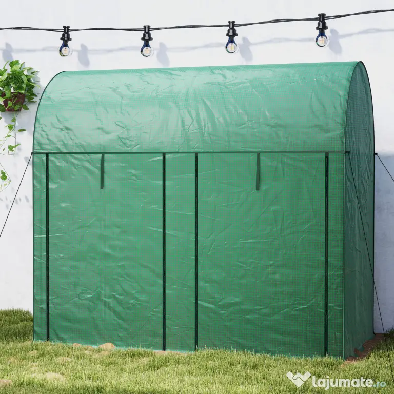 Outsunny Seră de grădină 2 m² dim. 2L x 1l x 1,78H m 2 Uși cu fermoar rulabile Oțel PE Densitate înaltă 140 g/m² Anti-UV alb | Aosom Romania