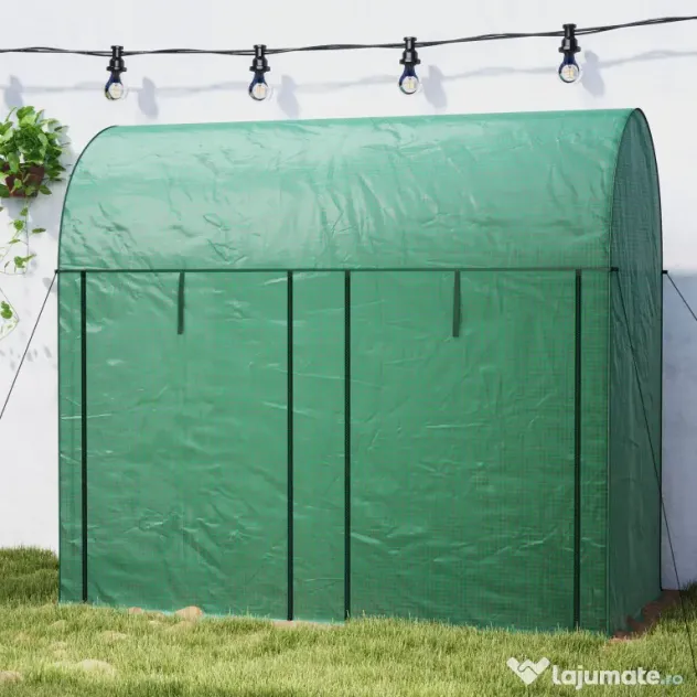 Outsunny Seră de grădină 2 m² dim. 2L x 1l x 1,78H m 2 Uși cu fermoar rulabile Oțel PE Densitate înaltă 140 g/m² Anti-UV alb | Aosom Romania