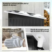 Outsunny Căsuță de Grădină 2,55m² din Oțel Zincat cu Kit de Fundație, Ușă Blocabilă, Acoperiș Înclinat, Gri | Aosom Romania 