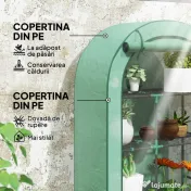 Outsunny Seră pentru Grădină cu 4 Niveluri, Ușă Batantă și 14 Catarame din Plastic, 100x45x160 cm, Verde | Aosom Romania 
