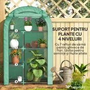 Outsunny Seră pentru Grădină cu 4 Niveluri, Ușă Batantă și 14 Catarame din Plastic, 100x45x160 cm, Verde | Aosom Romania 