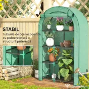 Outsunny Seră pentru Grădină cu 4 Niveluri, Ușă Batantă și 14 Catarame din Plastic, 100x45x160 cm, Verde | Aosom Romania 